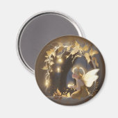Cute Autumn Fairy with Glowing Flowers Magnet (Vorderseite/Rückseite)
