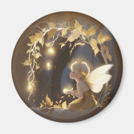 Cute Autumn Fairy with Glowing Flowers Magnet