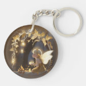 Cute Autumn Fairy with Glowing Flowers Schlüsselanhänger (Rückseite)