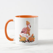 Cute Autumn Flamingo Beanie Scarf Pumpkins Tasse (Links)