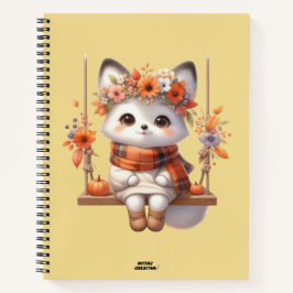 Cute Autumn Fox Kawaii Floral Cottagecore Notizblock