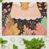 Cute Autumn Ghost with Pumpkin Coffee – Cozy Fall Geschirrtuch (Gefaltet)