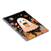 Cute Autumn Ghost with Pumpkin Coffee – Cozy Fall Notizblock (Rechte Seite)