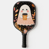 Cute Autumn Ghost with Pumpkin Coffee – Cozy Fall  Pickleball Schläger (Rückseite)