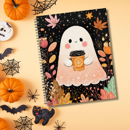 Cute Autumn Ghost with Pumpkin Coffee – Cozy Fall Planer