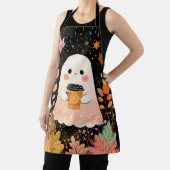 Cute Autumn Ghost with Pumpkin Coffee – Cozy Fall  Schürze (InSitu)