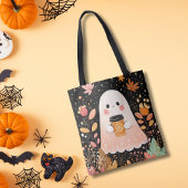Cute Autumn Ghost with Pumpkin Coffee – Cozy Fall  Tasche