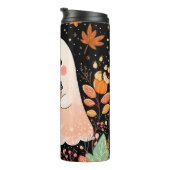 Cute Autumn Ghost with Pumpkin Coffee – Cozy Fall Thermosbecher (Nach rechts gedreht)