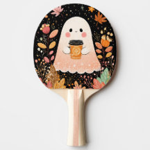 Cute Autumn Ghost with Pumpkin Coffee – Cozy Fall