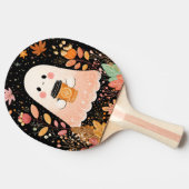 Cute Autumn Ghost with Pumpkin Coffee – Cozy Fall Tischtennis Schläger (Seitenansicht)