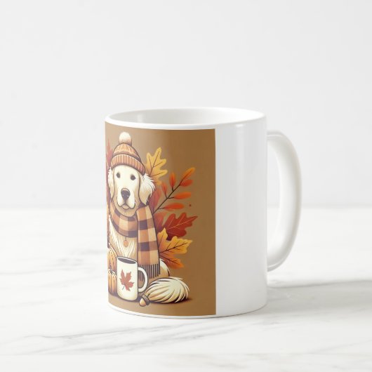 Cute Autumn Golden Retriever mug Kaffeetasse (VorderseiteRechts)