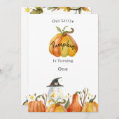 Cute Autumn Halloween Pumpkin Birthday Invitation Einladung (Vorne/Hinten)