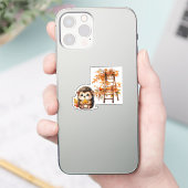 Cute Autumn Hedgehog with Harvest Ladder Illustrat Aufkleber (Telefon)