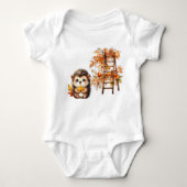 Cute Autumn Hedgehog with Harvest Ladder Illustrat Baby Strampler (Vorderseite)