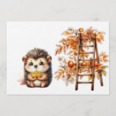 Cute Autumn Hedgehog with Harvest Ladder Illustrat Einladung (Vorderseite)