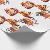 Cute Autumn Hedgehog with Harvest Ladder Illustrat Geschenkpapier (Ecke)
