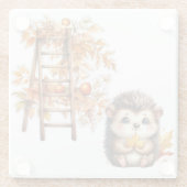 Cute Autumn Hedgehog with Harvest Ladder Illustrat Glasuntersetzer (Rückseite)
