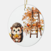 Cute Autumn Hedgehog with Harvest Ladder Illustrat Keramik Ornament (Links)