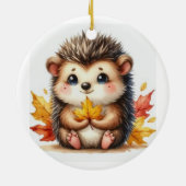 Cute Autumn Hedgehog with Harvest Ladder Illustrat Keramik Ornament (Hinten)