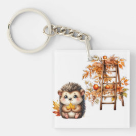 Cute Autumn Hedgehog with Harvest Ladder Illustrat Schlüsselanhänger