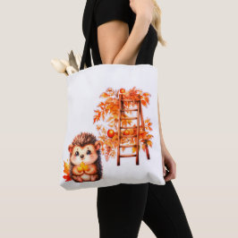 Cute Autumn Hedgehog with Harvest Ladder Illustrat Tasche