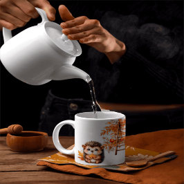 Cute Autumn Hedgehog with Harvest Ladder Illustrat Tasse