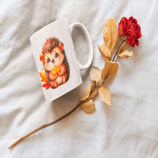 Cute Autumn Hedgehog with Harvest Ladder Illustrat Tasse
