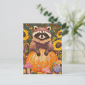 Cute Autumn Raccoon Postkarte (Stehend Vorderseite)