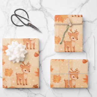 Cute Autumn Woodland Animals Seamless Pattern Geschenkpapier Set