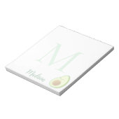 Cute Avocado Custom Name Initial Notizblock (Rotiert)
