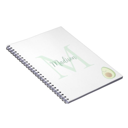 Cute Avocado Custom Name Initial Notizblock (Rechte Seite)