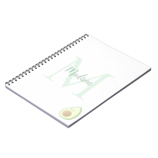 Cute Avocado Custom Name Initial Notizblock (Linke Seite)
