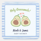 Cute Avocado Gender Neutral Twins Baby Shower Quadratischer Aufkleber (Vorderseite)