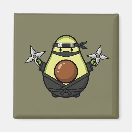Cute Avocado Ninja Shuriken Warrior Illustration Magnet (Vorne)