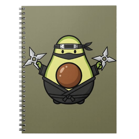 Cute Avocado Ninja Shuriken Warrior Illustration Notizblock (Vorderseite)