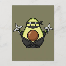 Cute Avocado Ninja Shuriken Warrior Illustration Postkarte