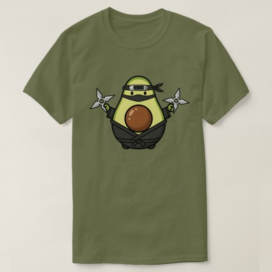 Cute Avocado Ninja Shuriken Warrior Illustration T-Shirt (Design vorne)