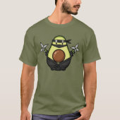 Cute Avocado Ninja Shuriken Warrior Illustration T-Shirt (Vorderseite)