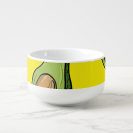Cute Avocado Pattern Ceramic Bowl - Vibrant Yellow Große Suppentasse