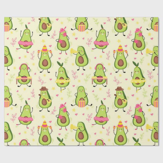 Cute Avocado Pattern Geschenkpapier (Flach)