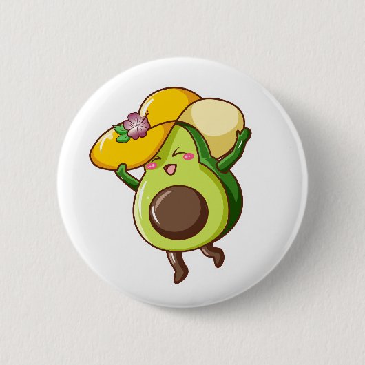 Cute Avocado Pin – Joyful & Happy Vibes Button (Vorderseite)