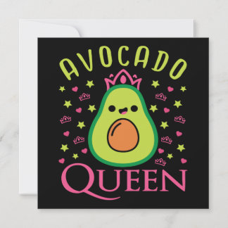 Cute Avocado Queen with Heart Keto Girl Cooking  Einladung