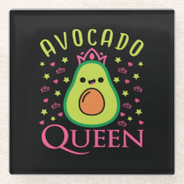 Cute Avocado Queen with Heart Keto Girl Cooking  Glasuntersetzer