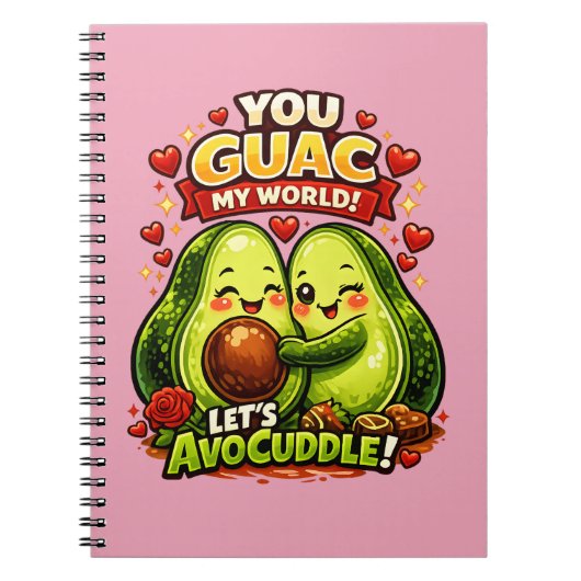 Cute Avocado Valentine’s Love Design, kawaii Love Notizblock (Vorderseite)