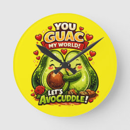 Cute Avocado Valentine’s Love Design, kawaii Love Runde Wanduhr