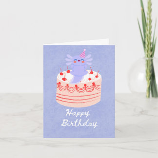 Cute axolotl birthday card karte