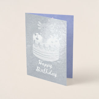 Cute axolotl birthday foil card folienkarte