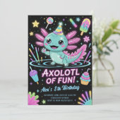 Cute Axolotl Birthday Party Invitation Einladung (Stehend Vorderseite)