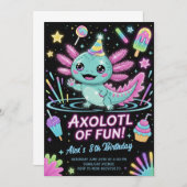 Cute Axolotl Birthday Party Invitation Einladung (Vorne/Hinten)