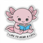 Cute Axolotl Book Lover Funny Pun Sticker (Vorderseite)